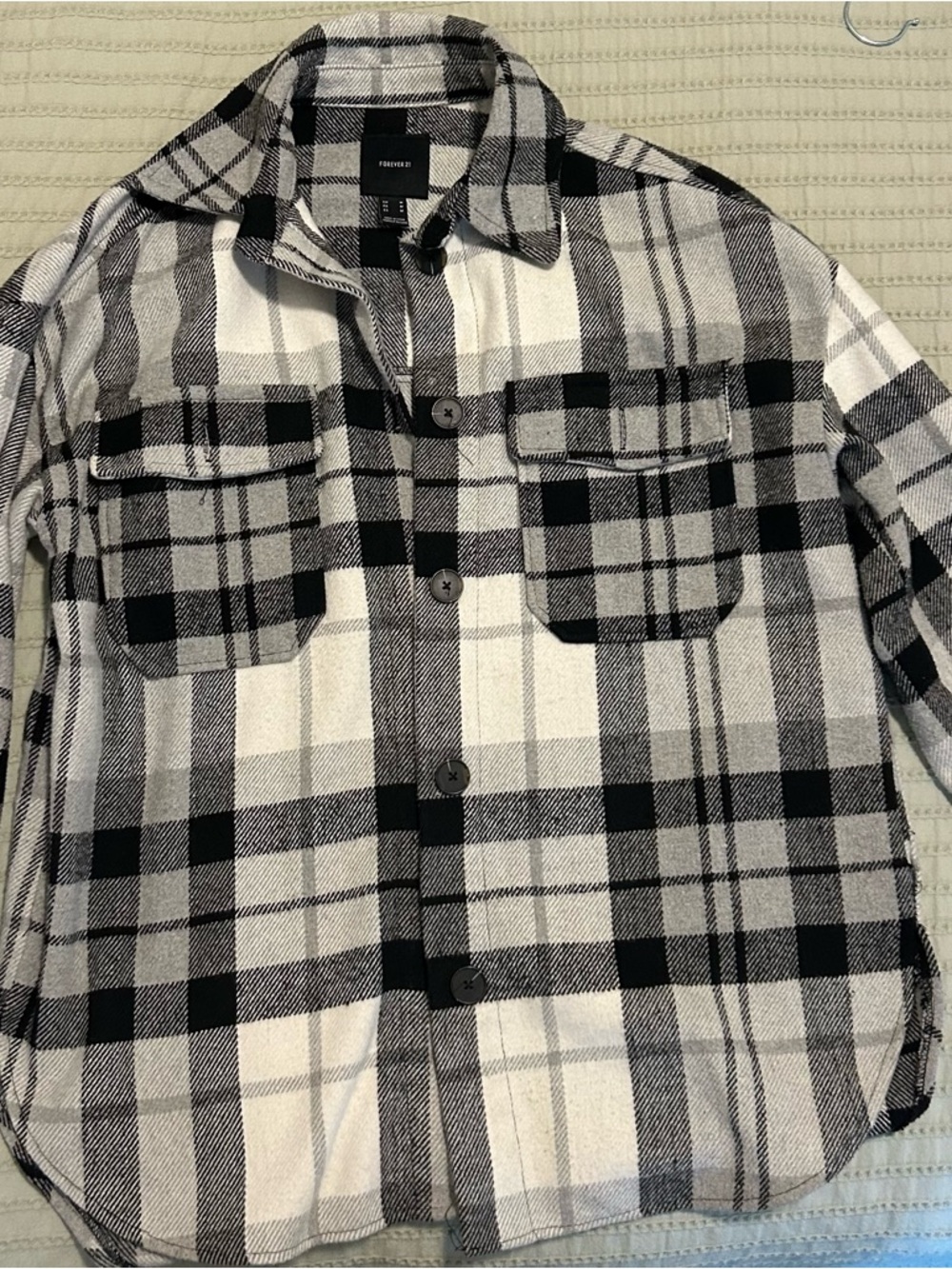 Black & White Plaid Button-Up Shacket